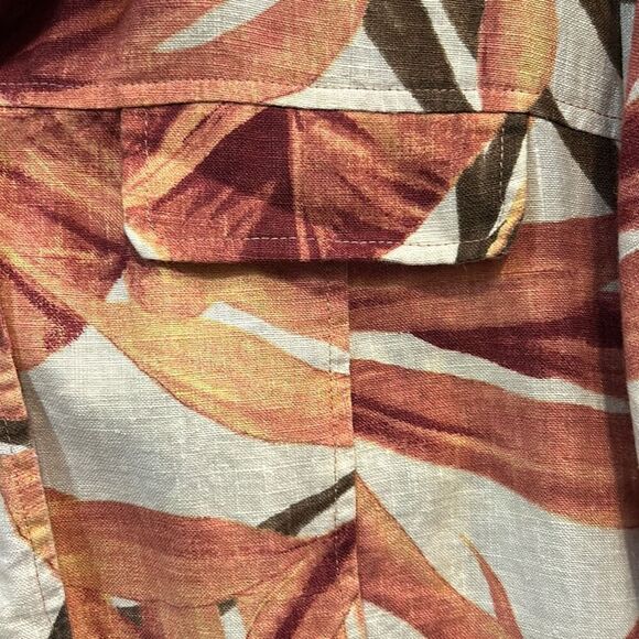 #577 Conrad C vintage linen, tropical short sleeve button-down top size 16 - Picture 7 of 11